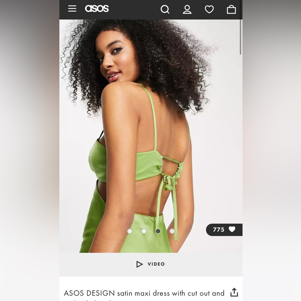 ASOS DESIGN satin maxi dress with cut out and tie back detail size 4 - Picture 3 of 6